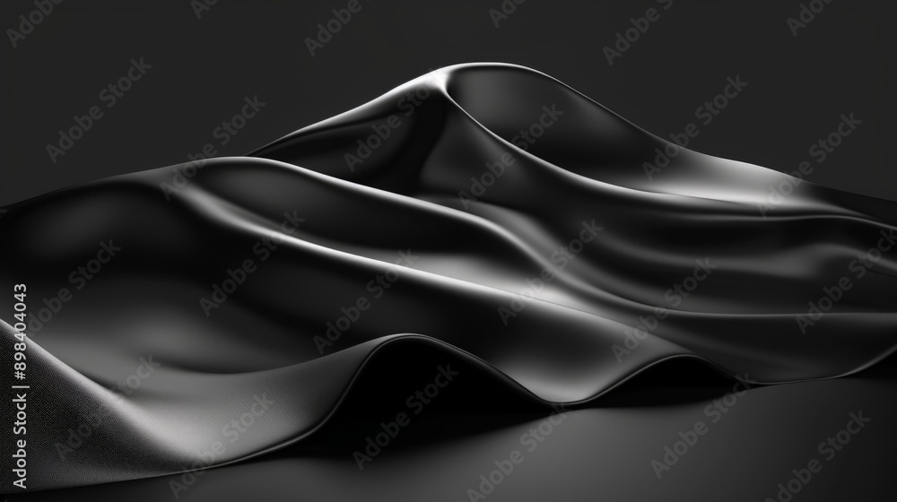 Black cloth flowing smoothly on dark background Black cloth flowing smoothly on dark background