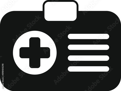 Black and white medical id card displaying important health information
