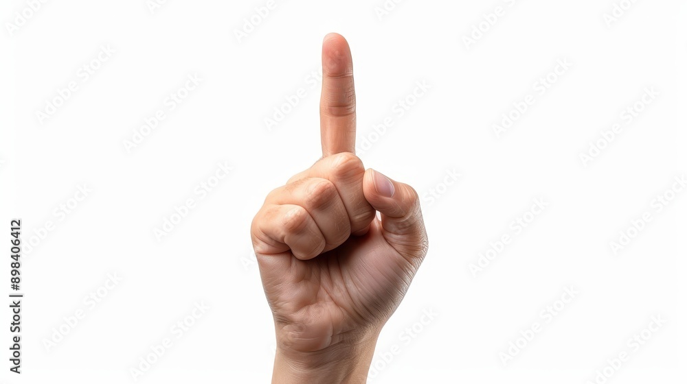 Close-up of a hand with the index finger pointing up, symbolizing attention, direction, or a number one gesture. Close-up of a hand with the index finger pointing up, symbolizing attention, direction, or a number one gesture.