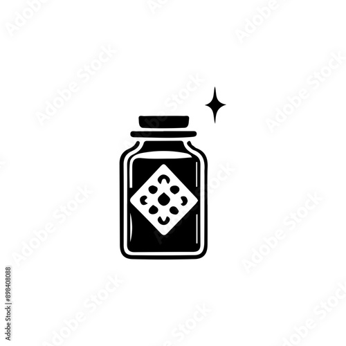 Mystical witch poison, magic poison, bottle, poison, Magic Celestial Silhouette Tattoo design.