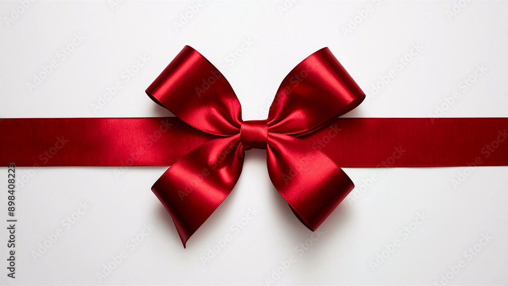 A striking red bow set against a clean white background, perfect for festive occasions, gift wrapping, or decoration A striking red bow set against a clean white background, perfect for festive occasions, gift wrapping, or decoration