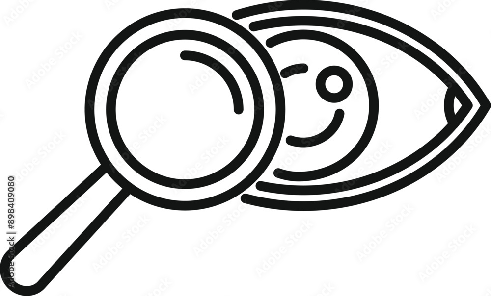 Magnifying glass is revealing the details of a human eye, symbolizing the concept of vision analysis Magnifying glass is revealing the details of a human eye, symbolizing the concept of vision analysis