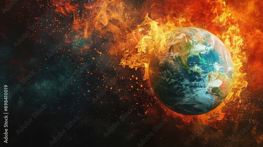 The severity of climate change is highlighted by a world where continents are on fire. The severity of climate change is highlighted by a world where continents are on fire.