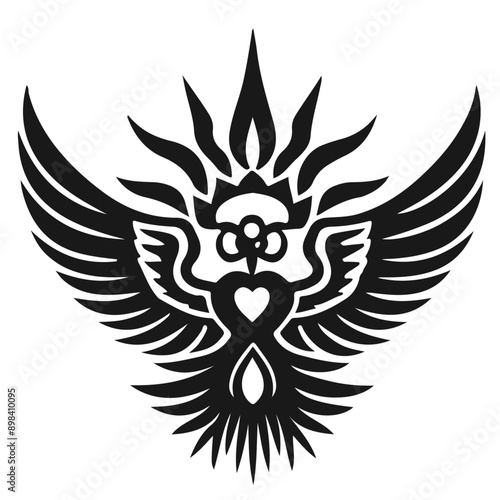 black tattoo design, wing