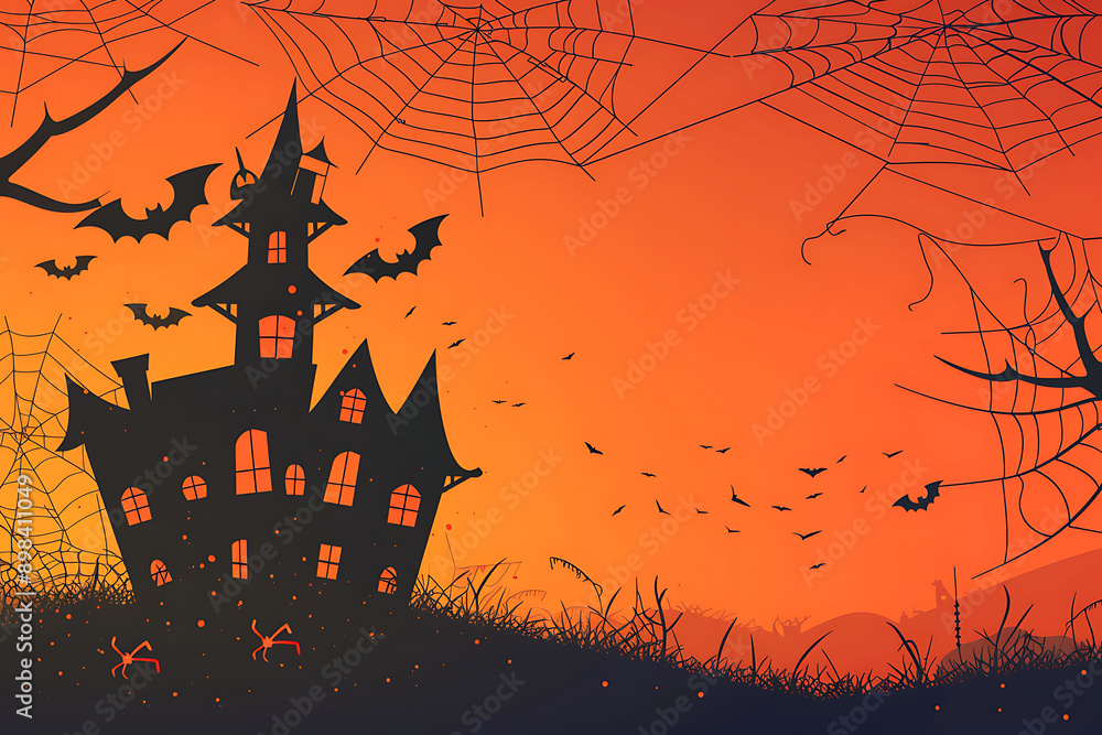 Halloween background in flat design, Halloween on 31 October. Halloween Party Background ,Happy Halloween message design background. Halloween background in flat design, Halloween on 31 October. Halloween Party Background ,Happy Halloween message design background.