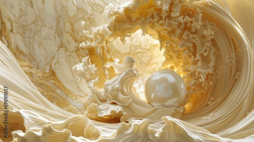 ethereal sculpture of gaia emerging from swirling marble intricate details depict earths elements oceans mountains and forests within her flowing form golden light bathes the artwork photo