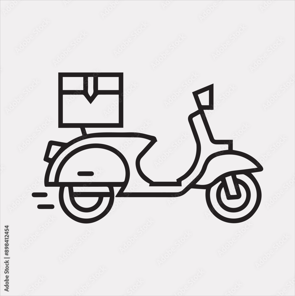 Scooter motor Courier line Art silhouette vector on white background Scooter motor Courier line Art silhouette vector on white background