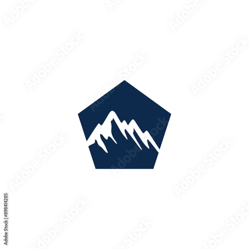 mountain logo design navy blue color on a white background