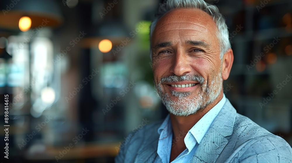 Mature 60 year old confident businessman executive standing in office looking at camera Mature 60 year old confident businessman executive standing in office looking at camera