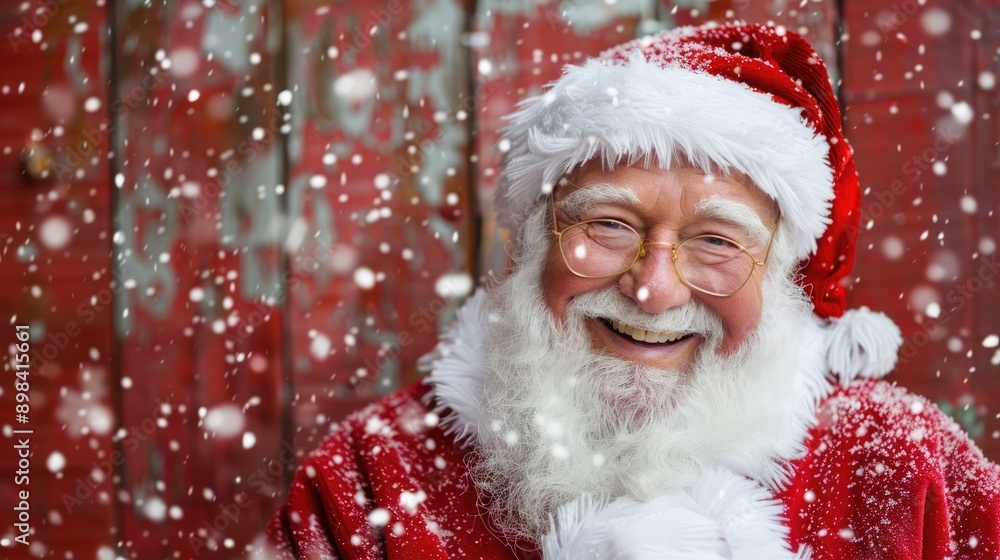 Happy Santa Claus in a snowy winter scene. Happy Santa Claus in a snowy winter scene.