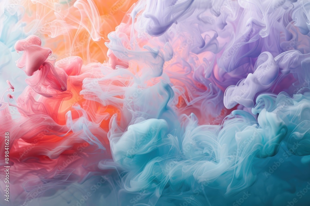 Soft washes of color bleeding into each other, Colorful swirls of red and blue ink blending together in water, AI generated Soft washes of color bleeding into each other, Colorful swirls of red and blue ink blending together in water, AI generated