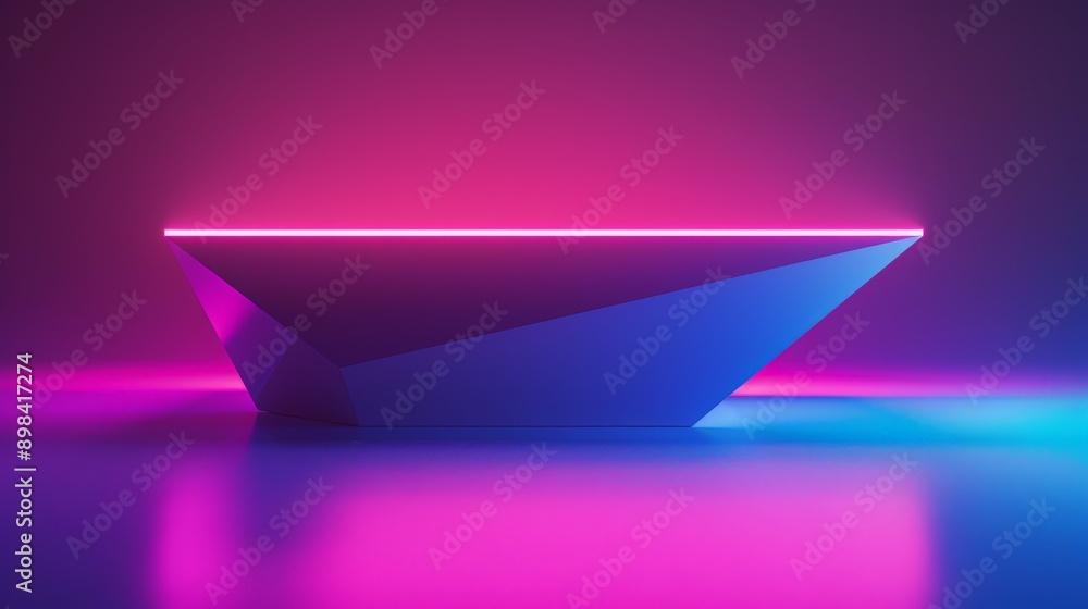 Fototapeta premium Empty futuristic podium platform glowing with neon lights