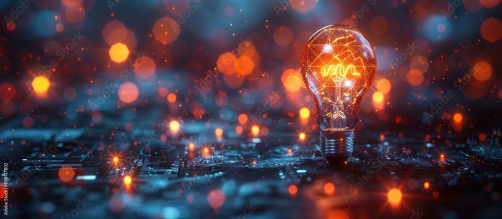 Glowing Lightbulb on a Circuit Board Glowing Lightbulb on a Circuit Board