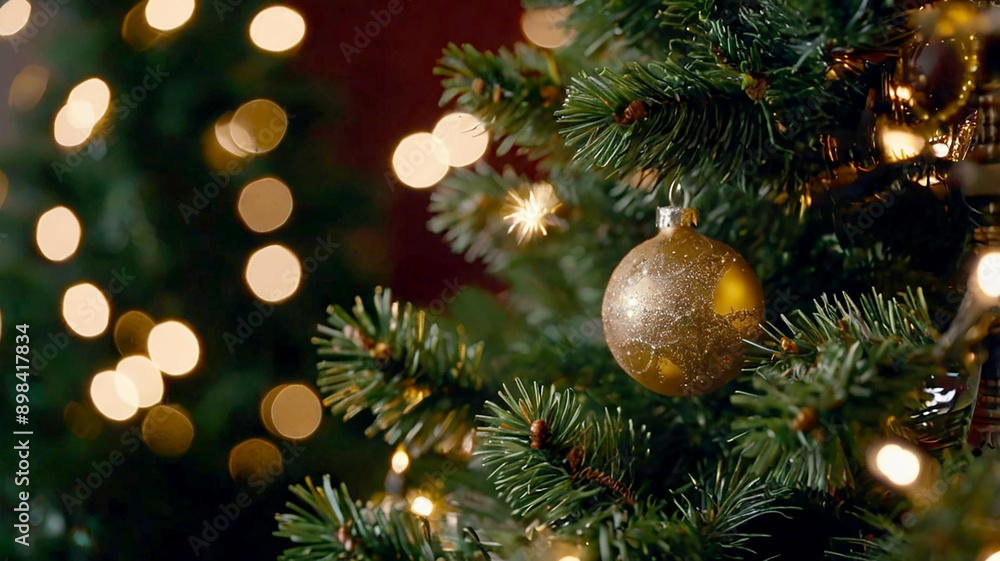Christmas tree with bright lights and gifts underneath background Christmas tree with bright lights and gifts underneath background