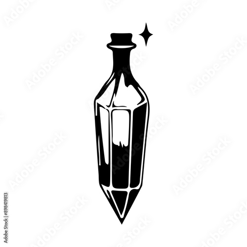 Mystical witch poison, magic poison, bottle, poison, Magic Celestial Silhouette Tattoo design.
