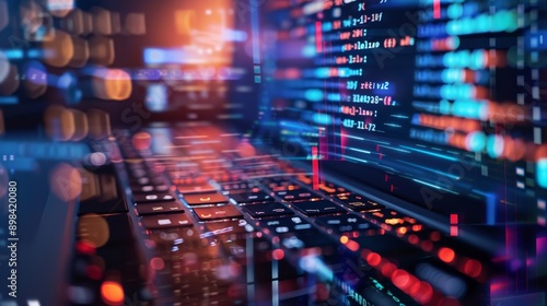 Wallpaper Mural computer withe codes on the screen colorful lighting keyboard  Torontodigital.ca