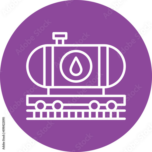 Train Fueling line circle icon