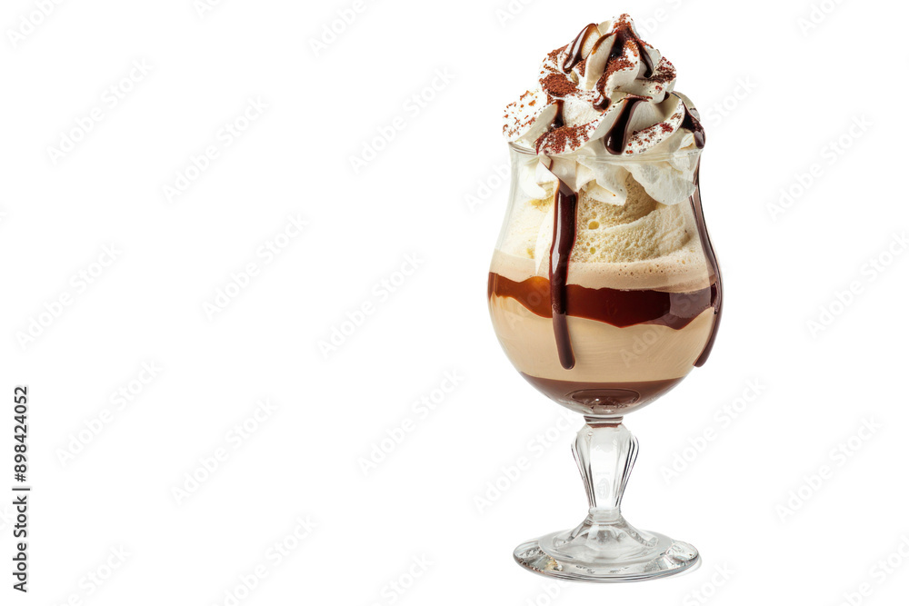 Creamy cocktail with vanilla ice cream on a white background. Creamy cocktail with vanilla ice cream on a white background.