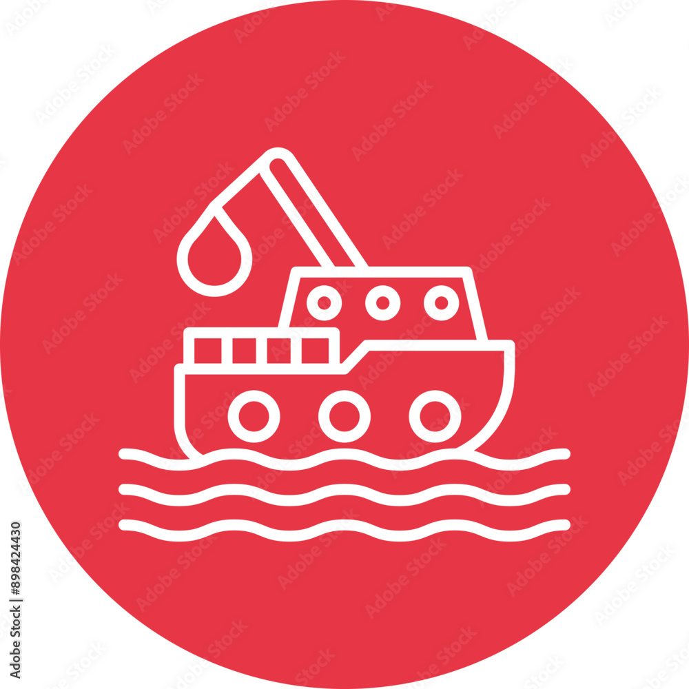 Obraz premium Fishing Boat line circle icon