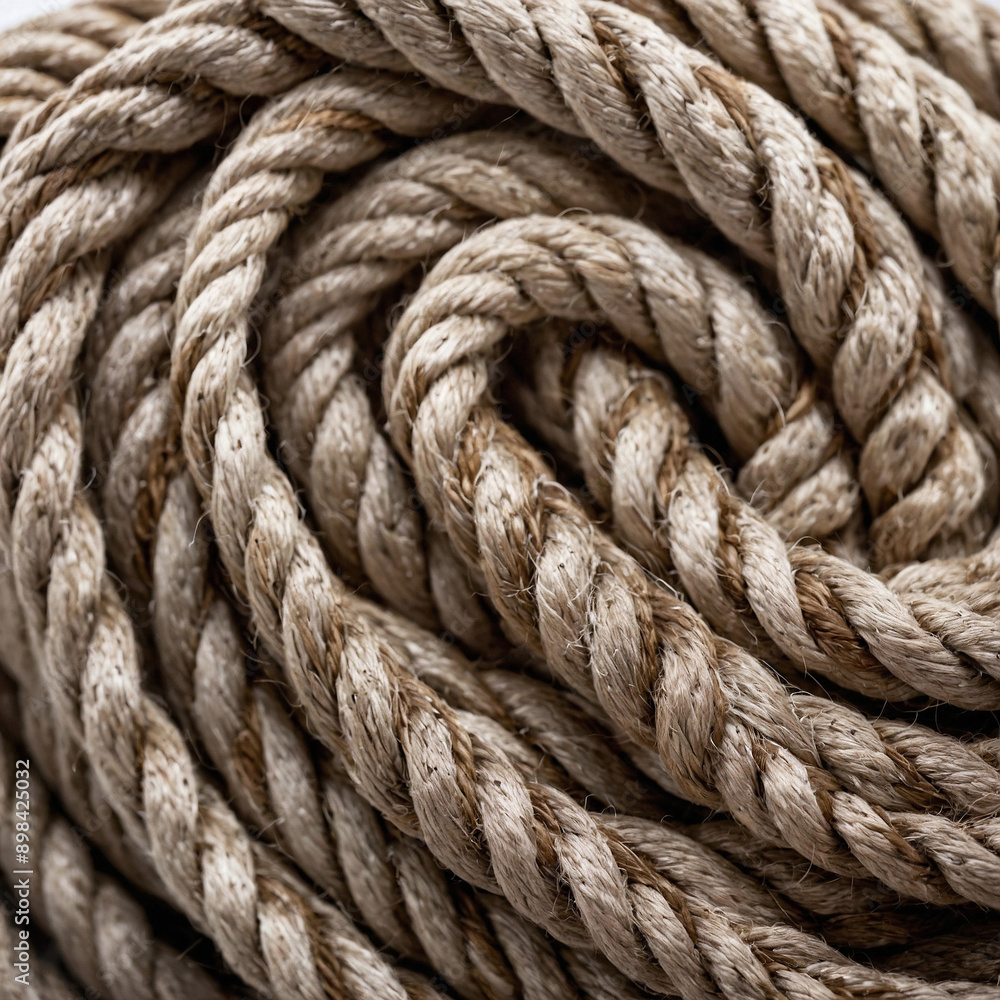 Close-up of thick natural fiber rope intricately coiled into a detailed pattern on a plain white background
Close-up of thick natural fiber rope intricately coiled into a detailed pattern on a plain white background