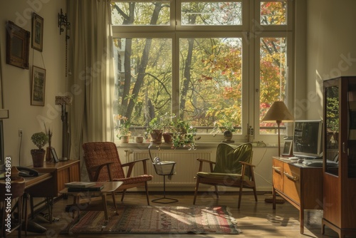 Interior of an old house in the autumn.