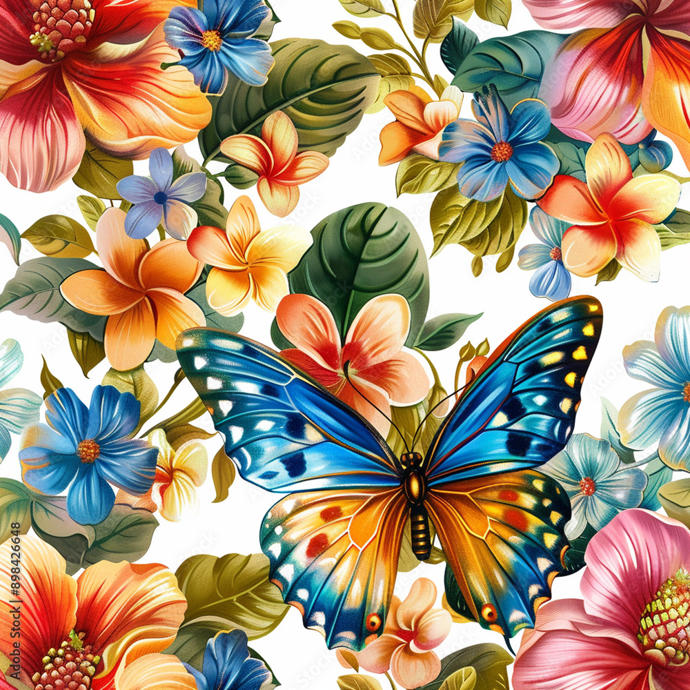 Butterflies and flowers and the sky Butterflies and flowers and the sky