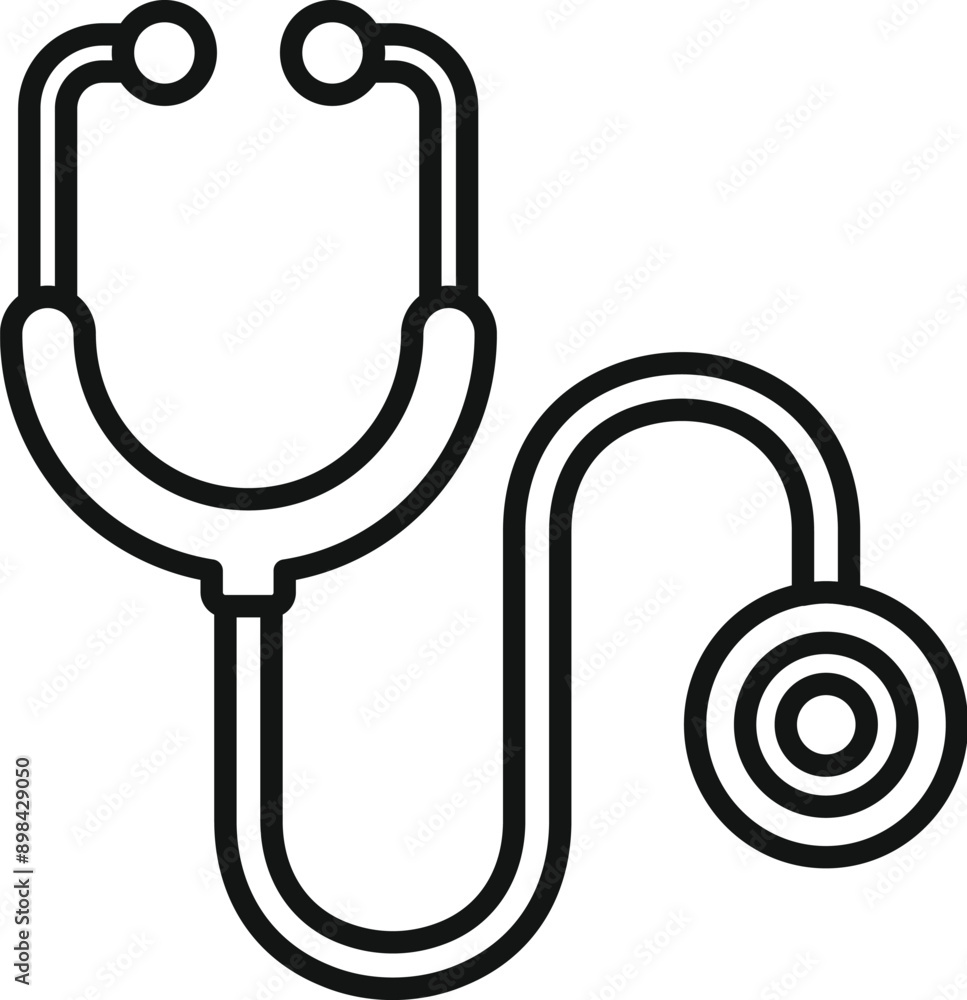 Simple line icon of a stethoscope, symbolizing medical care and the importance of health