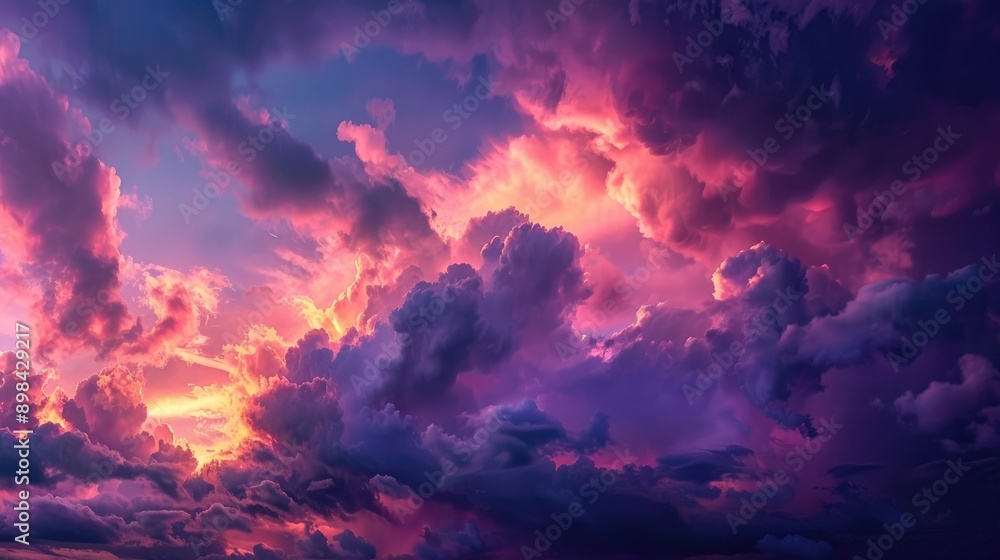 Dramatic Evening Sky with Storm Clouds and Twilight Colors Dramatic Evening Sky with Storm Clouds and Twilight Colors