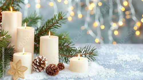 Christmas candlelight service, traditional decorations, religious ambiance