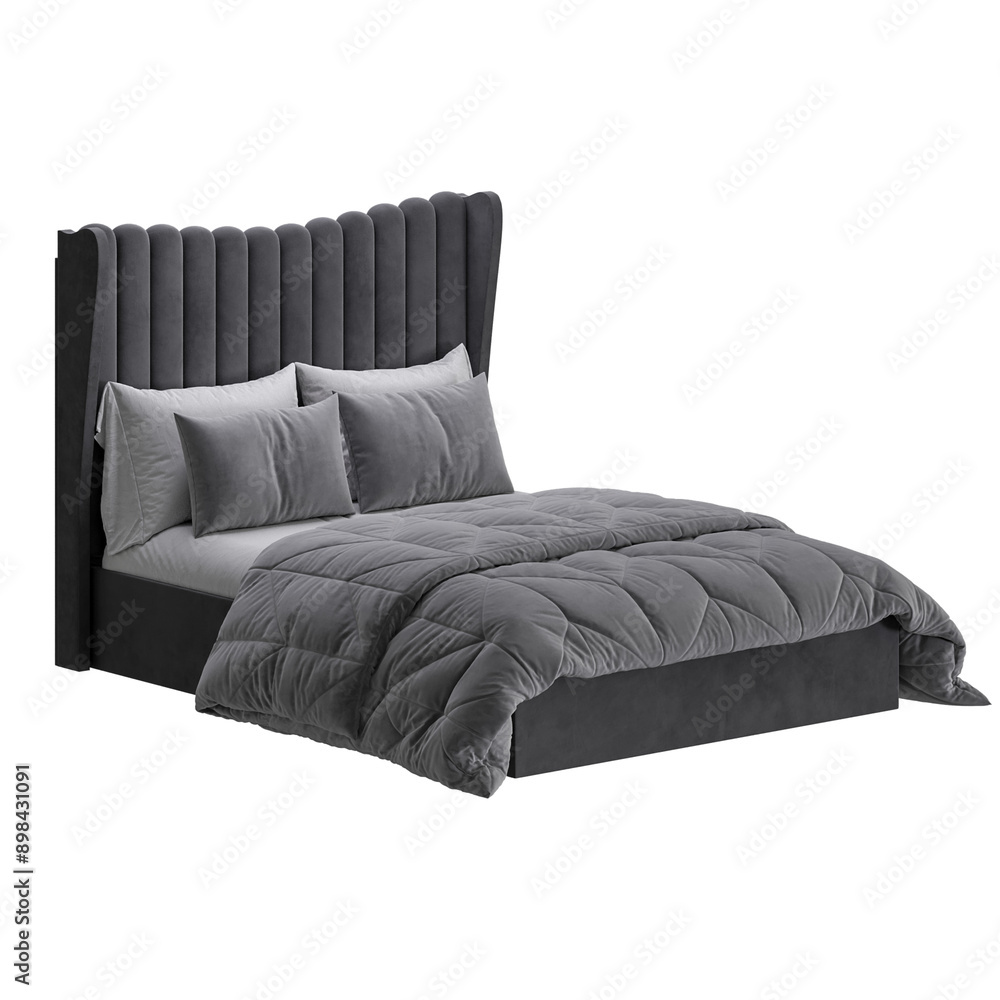 Fototapeta premium A bed, colorful design, bed, no background, different design, png, white background, isolated, abstract, 3d model.