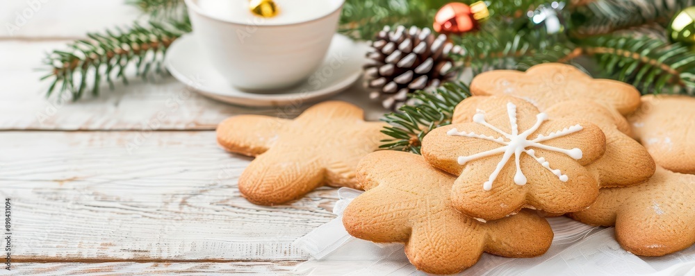 Cross-shaped Christmas cookies, festive decorations, celebrating faith Cross-shaped Christmas cookies, festive decorations, celebrating faith