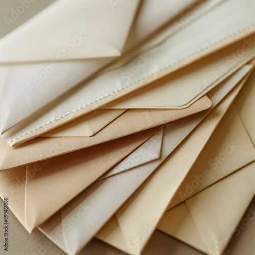 Collection of High-Quality Envelopes in Neatly Arranged Stacks Showcasing Traditional Correspondence Elegance