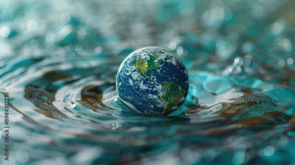 surreal water drop earth ecosystem diversity within swirling ocean currents miniature landscapes environmental conservation theme surreal water drop earth ecosystem diversity within swirling ocean currents miniature landscapes environmental conservation theme