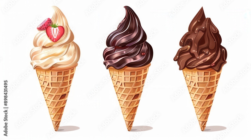 Vector illustration of tasty cone ice cream. Vector illustration of tasty cone ice cream.