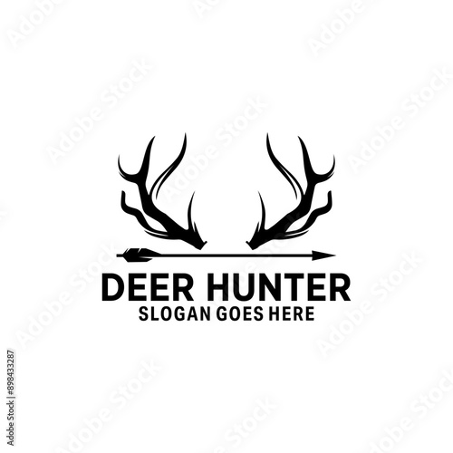 Deer Horns Hunting Logo Design Template