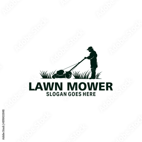 Lawn Mower logo design vector silhouette illustration