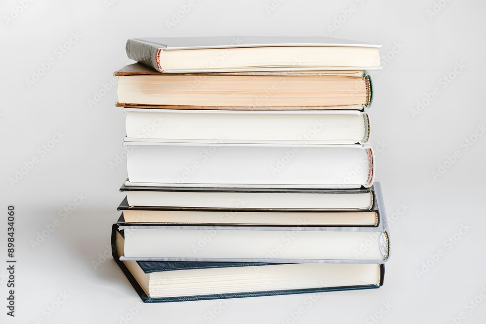 A stack of books with a white book on top A stack of books with a white book on top