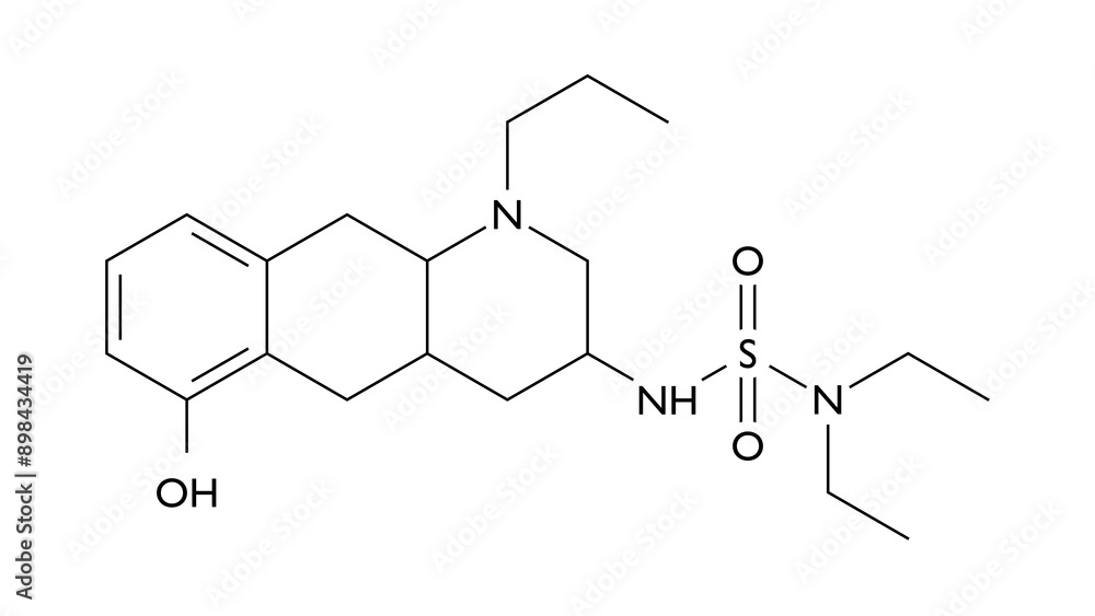 quinagolide molecule, structural chemical formula, ball-and-stick model, isolated image norprolac quinagolide molecule, structural chemical formula, ball-and-stick model, isolated image norprolac