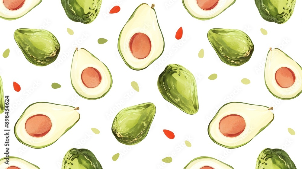 Cute Seamless avocado Pattern for design and cards