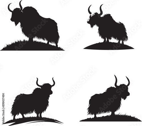 yak silhouette, yak icon, yak vector, 
