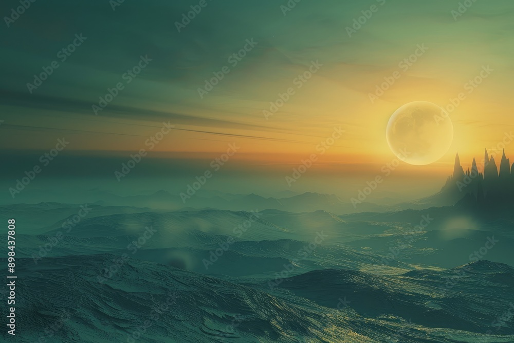 The eerie glow of a planet shrouded in thick layers of mist, AI generated The eerie glow of a planet shrouded in thick layers of mist, AI generated