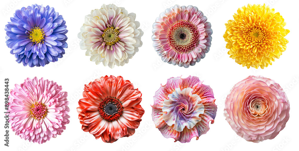 Fototapeta premium Set of summer colorfull flowers on isolated background.