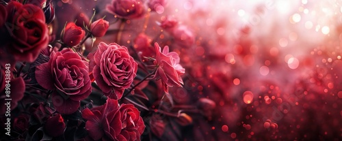 Obraz na płótnie Crimson Roses in Soft Light w salonie