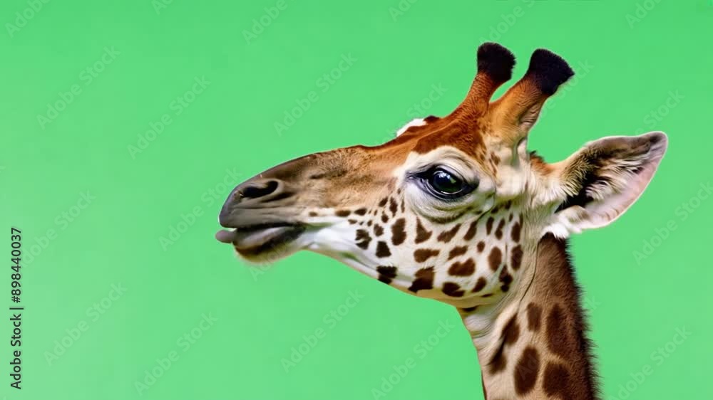 A giraffe on a green screen