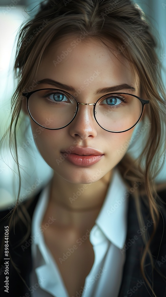 A woman with glasses and a white shirt A woman with glasses and a white shirt