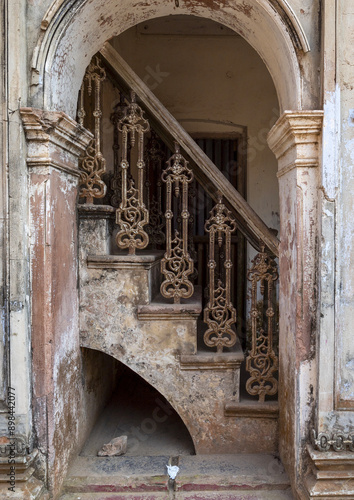 Old heritage house stairs in Panam Nagar historic city, Dhaka Division, Sonargaon, Bangladesh photo