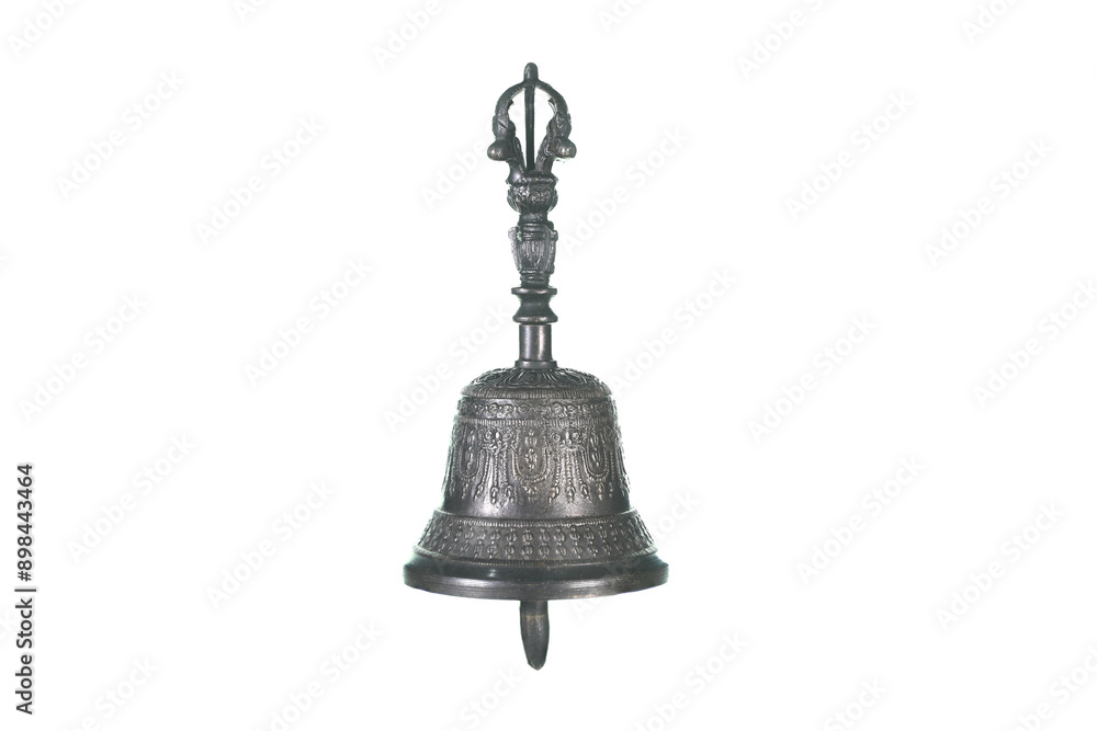 Old traditional metal bell Tibet isolated on white Old traditional metal bell Tibet isolated on white