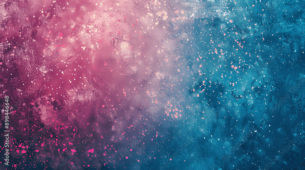 Fototapeta premium Bright teal pink grainy background with colorful noise texture for summer poster design