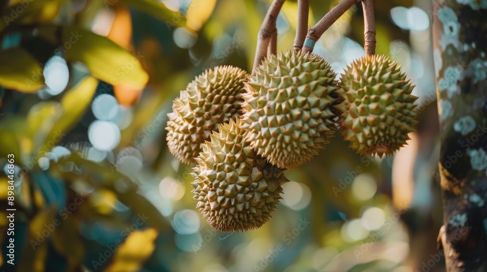 Durian fruit growing on a tree Durian fruit growing on a tree