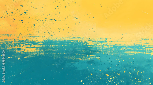 Bright yellow cyan grainy background with vibrant noise texture for gradient retro poster design